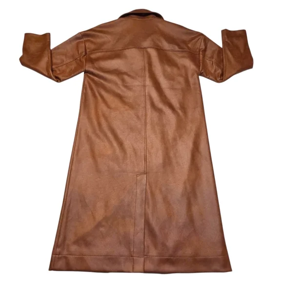 Free People Carmen Vegan Suede Duster Coat Brown Longline Oversized XS NWOT - Picture 11 of 16